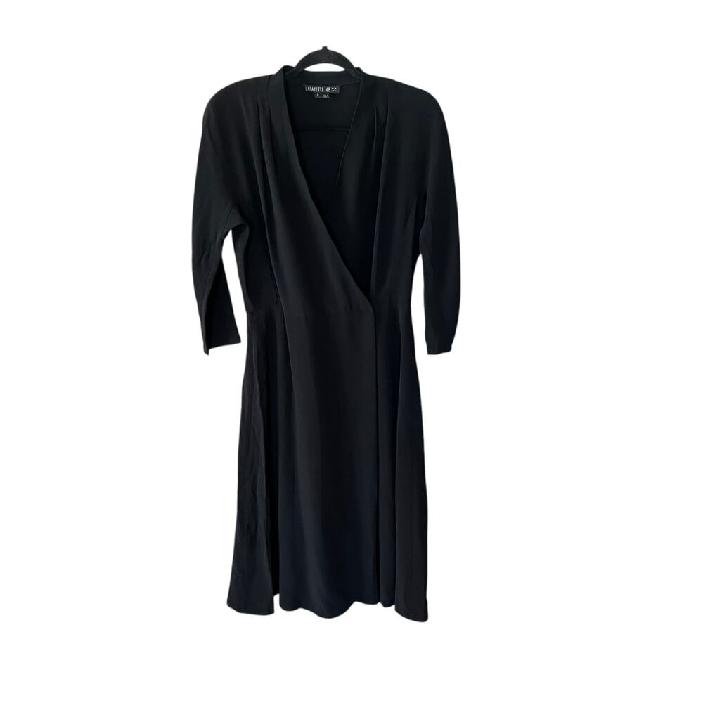 Lafayette 148 New York Black Wrap Dress Size 6 NO BELT